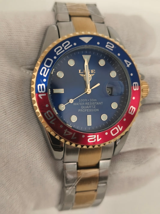 GMT Captain America – Orologio Uomo Quarzo Ghiera Rosso Blu 42mm