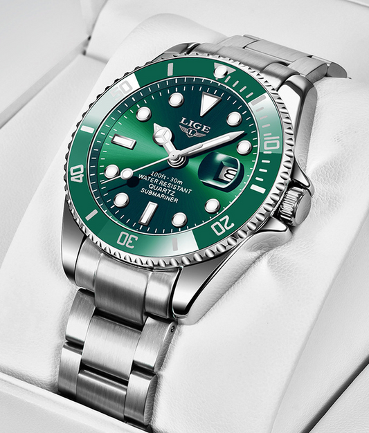 Diver Watch Lige – Orologio Subacqueo Verde Quarzo 42mm